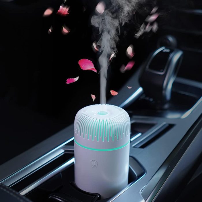 Car Diffuser Humidifier  Aromatherapy Essential Oil Air Freshener  Cool Mist Mini Portable Diffuser for Car Home Office Bedroom (White)