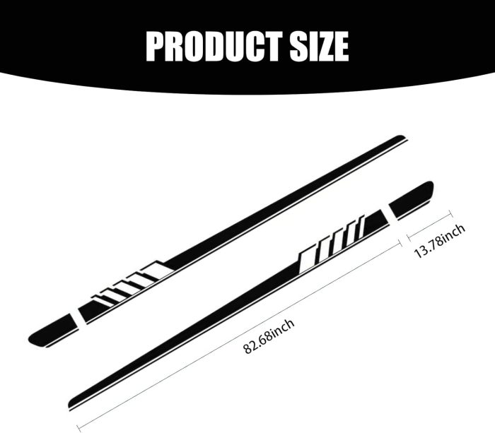 Pack-2 Car Side Body Decals, 4.52" x 88.58" Waterproof  Vehicle  Decorative Stickers, Universal Automotive Creative Stripe for Truck  Racing Car Motorcycle Bike (Black) - Image 2