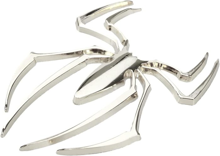 2 Pcs Metal Spider  Emblem Decor Car Body Decorative Decal Sticker Zinc Alloy (Silver, 3" x 2-1/4") - Image 2