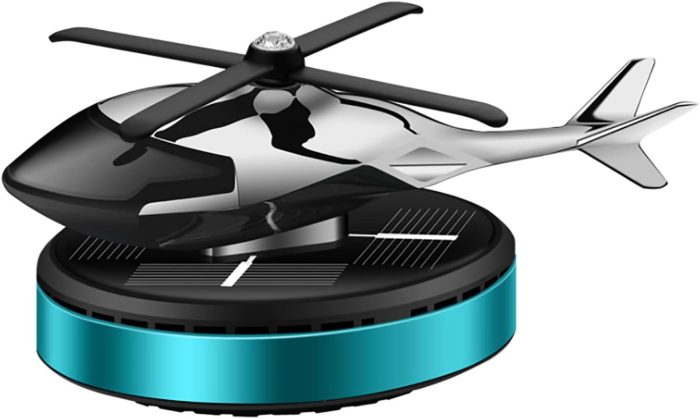 Car Air Fresheners, Al Alloy Solar Powered Rotating Incense Helicopter Diffuser, Home and Car Décor Accessories (Blue)