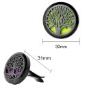 2PCS Tree of Life Car Diffuser Aromatherapy Essential Oil Black Stainless Steel Locket with Vent Clip 12 Felt Pads
