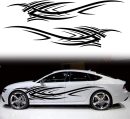 2Pcs 94.4'' Universal Flame Graphics Car Auto Body Side Sticker Racing Sports Self-Adhesive Side Strip Decal Decoration Accessories for Truck  Off-Road Vehicles (Style2 Black)