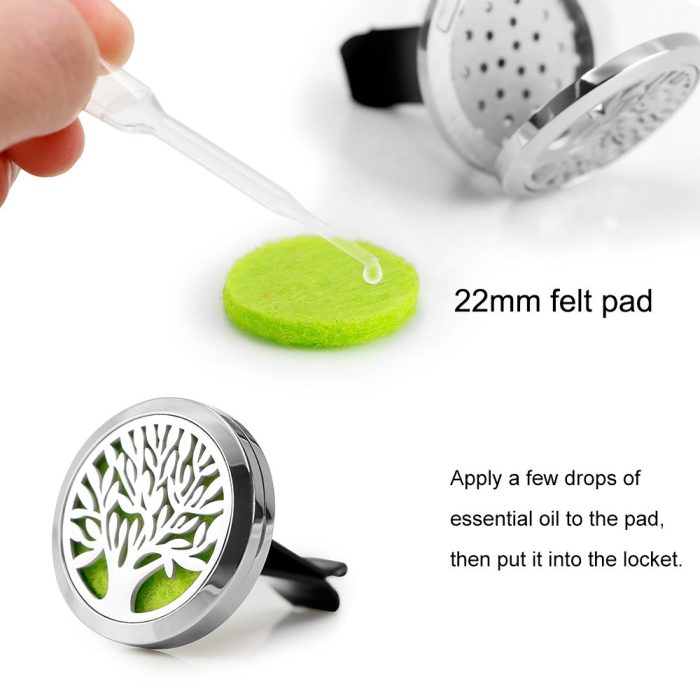 2PCS 30mm Car Aromatherapy Essential Oil Diffuser Stainless Steel Locket with Vent Clip 12 Felt Pads - Image 2