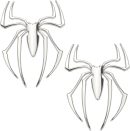 2 Pcs Metal Spider  Emblem Decor Car Body Decorative Decal Sticker Zinc Alloy (Silver, 3" x 2-1/4")