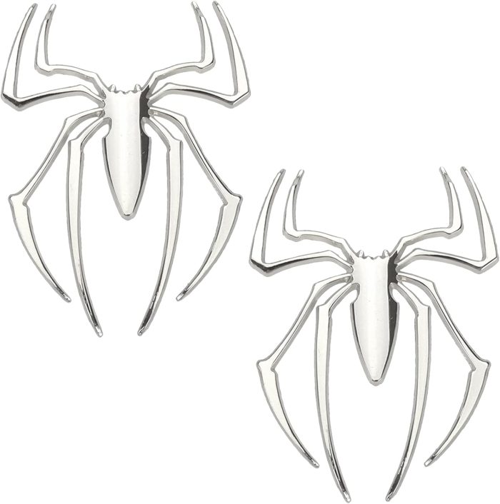 2 Pcs Metal Spider  Emblem Decor Car Body Decorative Decal Sticker Zinc Alloy (Silver, 3" x 2-1/4")