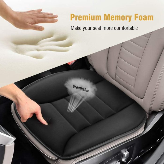 Car Seat Cushion, Memory Foam Seat Cover with Non-Slip Bottom, Universal Fit for Cars, Homes, and Offices - Soft and Comfortable, Black - Image 2