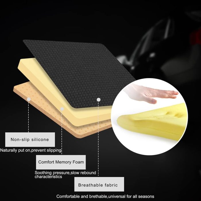 Car Seat Cushion Driver Seat Cushion with 1.2inch Comfort Memory Foam for Car, Office Chair and Home Chair - Image 2