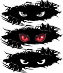 Monster Angry Eyes Car Decal - Black Vinyl Bumper Stickers and Decals - Funny Monster Stickers for Trucks, Sports Cars & Dents - 3PCS