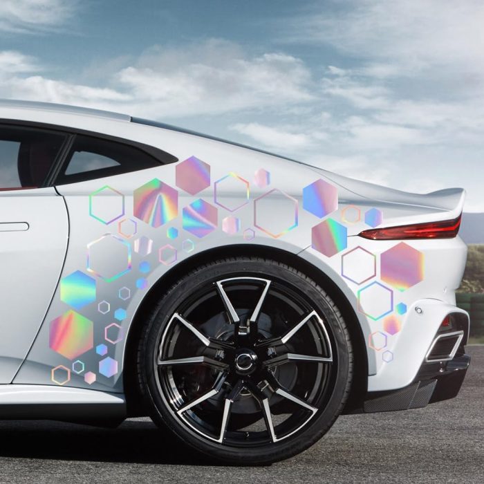 52 Grids Honeycomb Graphics Car Vinyl Decal Car Side Body Sticker Hexagon Geometric Pattern Vinyl Sticker Decoration Exterior Accessories for  Sedan Pickup Vehicle (Colorful)