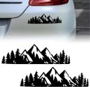 2PCS Vinyl Sticker,Snow Mountain Tree Decal,Mountains Graphic Logo,Car Trunk Tailgate Sticker,Black Premium Badg Sticker,Suitable for Most Cars Decoration,Automotive Waterproof Body Decal