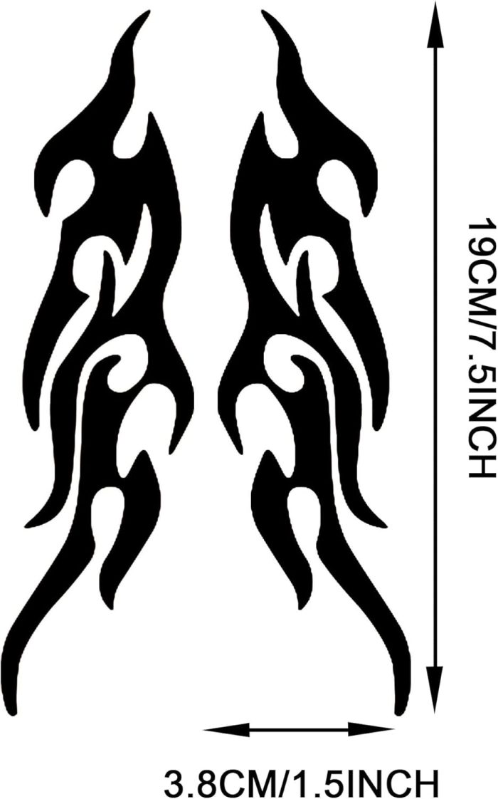 4 Pcs 19cm Flame Sticker for Car Flame Racing Sports Stripe Decal for Golf Cart Vinyl Waterproof Decal Decoration for Car Body Side Truck  Off-Road Vehicles Skateboard (Black) - Image 2