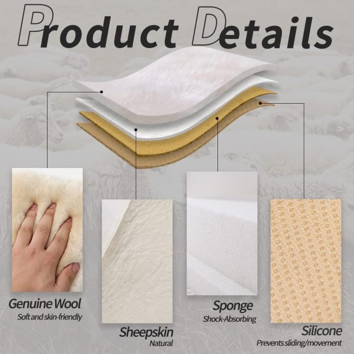 LLB Genuine Sheepskin Car Seat Cushion Seat Covers for Cars Trucks  Comfort Seat Protector Pad for Car Driver Seat Car Accessories for Women Office Chair Car Decor (Grey, Front Seat Cushion-1 Pc) - Image 2
