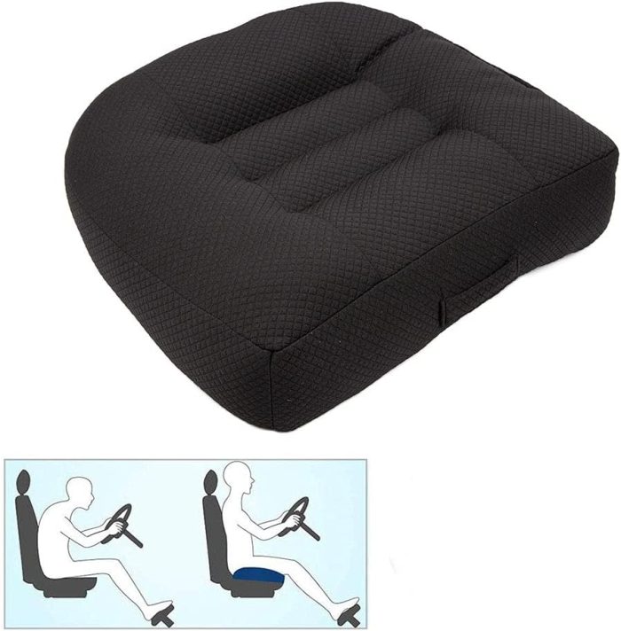 Car Booster Seat Cushion Raise The Height for Short People Driving Hip (Tailbone) and Lower Cack Fatigue Relief Suitable for Trucks, Cars, s, Office Chairs, Wheelchairs (re Black)
