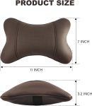 2 Pack Car Neck Pillow  Leather Automotive Headrest Pillow for Car Suort Neck Pain Relief Universal Car Pillow (Brown)
