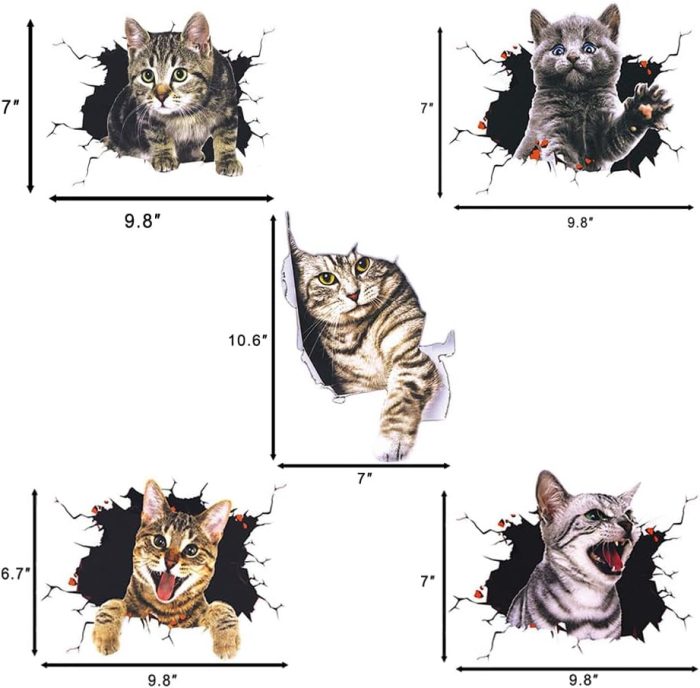 Cat Decals for Cars Includes 5 3D Simulation Cute Cat Stickers to Cover The Body - Image 2