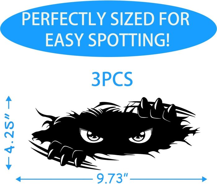 Monster Angry Eyes Car Decal - Black Vinyl Bumper Stickers and Decals - Funny Monster Stickers for Trucks, Sports Cars & Dents - 3PCS - Image 2