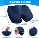 Seat Cushion - Memory Foam Cushion for Office Chair, Car Seat, Airplane, Bleacher - Sciatica & Coccyx Pain Relief Desk Chair Cushion for Long Sitting Office Workers, Car Drivers(Blue)
