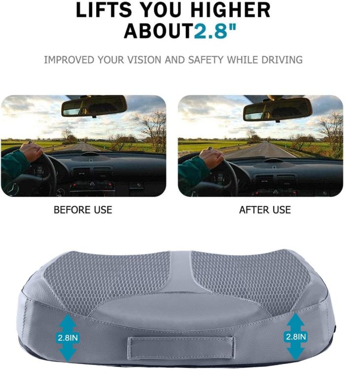 Car Memory Foam Heightening Seat Cushion for Short Drivers,Hip/Tailbone/Lower Back Pain Relief Driving Booster seat for Adults,for Truck,,Office Chair,Wheelchair,etc.(Grey) - Image 2