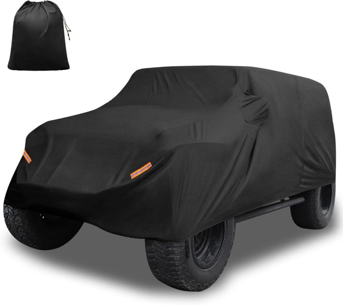 Car Cover for   4 Door 2007-2021 Outdoor Waterproof Sun Rain Dust Wind Snow Protection w/Driver Door  Black