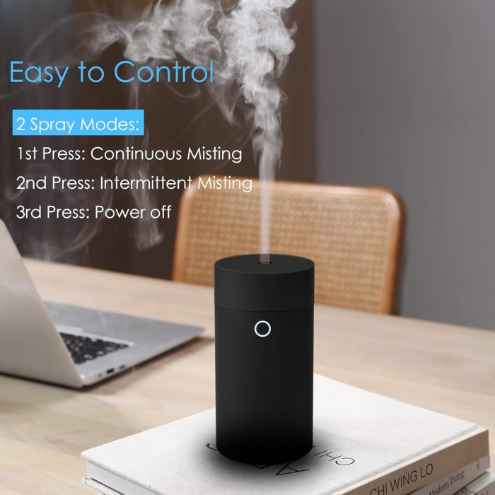 Diffuser for Essential Oils, Car Air Fresheners Fragrance Humidifiers,  Powered Portable Cool Mist Ultrasonic Humidifiers for Car Home Office Bedroom (Plain Black) - Image 2