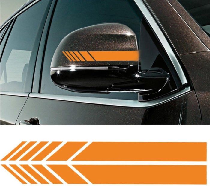 2pcs Car Rear View Mirror Stickers Decor  Car Body Sticker Side Decal Stripe Decals  Vinyl Graphic Orange