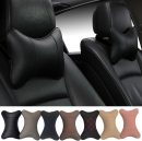 Car Neck Pillows Both Side  Leather 2pieces Pack Headrest Fit for Most Cars Filled Fiber Universal Car Pillow (Black)