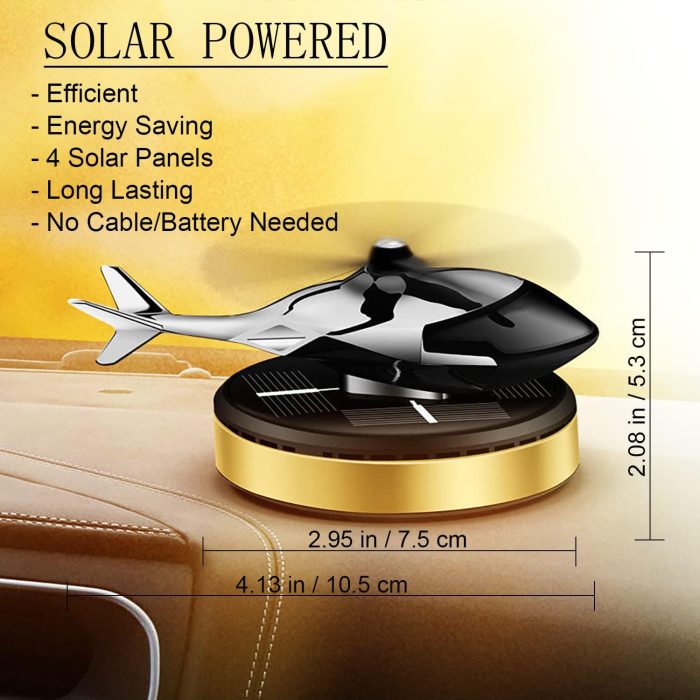 Upgraded AL Alloy Helicopter Aromatherapy Solar Rotating Air Freshener, Home and Car Interior Decoration Accessories (Gold) - Image 2