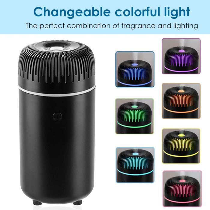 Car Diffuser Humidifier  Aromatherapy Essential Oil Air Freshener  Cool Mist Mini Portable Diffuser for Car Home Office Bedroom (Black) - Image 2