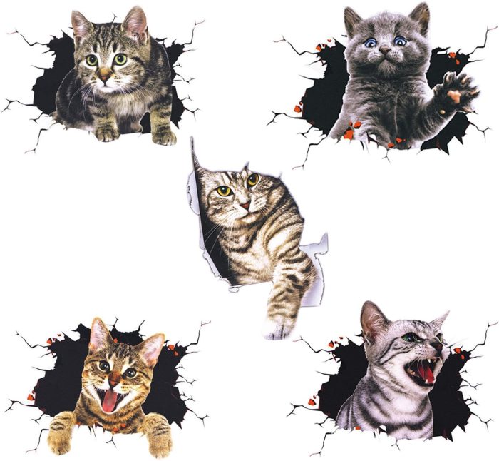 Cat Decals for Cars Includes 5 3D Simulation Cute Cat Stickers to Cover The Body