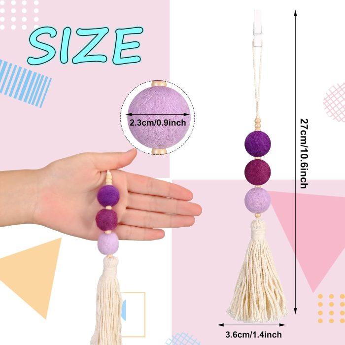 6 Pieces Felt Ball Car Diffuser Essential Oil Car Tassel Hanging Bead Aromatherapy Diffuser Colorful Charm Vent Clips Air Freshener for Decor(Bright Color) - Image 2