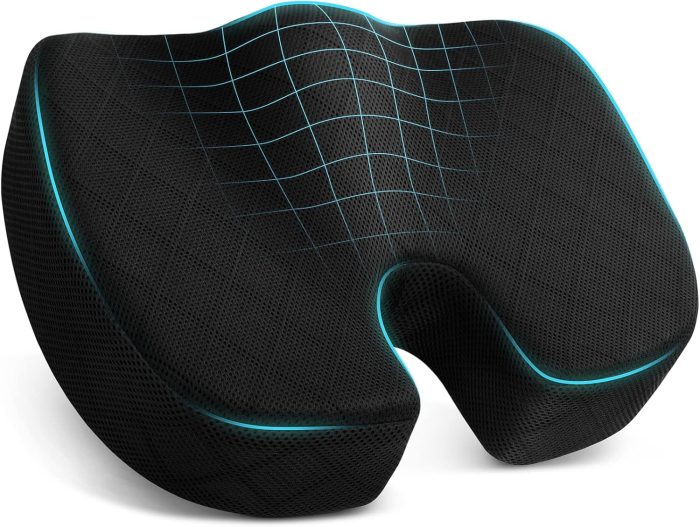 Office/ Car Seat Cushion, Non-Slip Sciatica & Back Coccyx Tailbone Pain Relief Chair Pad, Memory Foam Butt Pillow for Comter Desk, Wheelchair, Driving (Black)