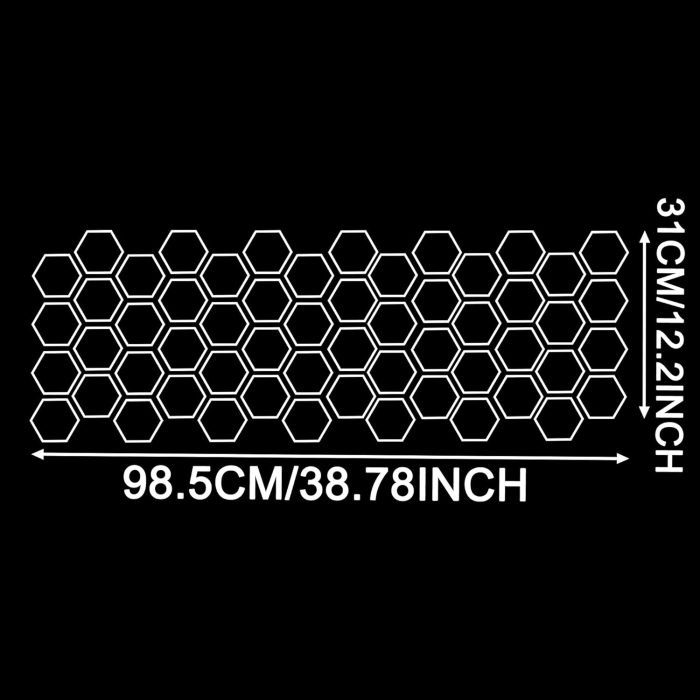 38''x12'' Honeycomb Car Side Body Stickers Hexagonal Graphics Decals Auto Vinyl Waterproof Car Door Side Stripes Racing Sports Skirt Decal Universal for Car Vehicles  Decorations (White) - Image 2