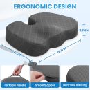 Seat Cushion - Memory Foam Cushion for Office Chair, Car Seat, Airplane, Bleacher - Sciatica & Hip & Coccyx Pain Relief Desk Chair Cushion for Long Sitting Office Workers, Car Drivers