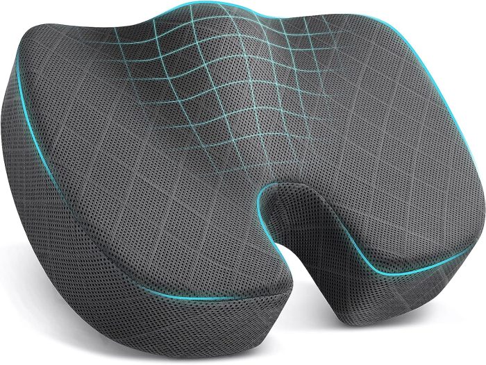 Seat Cushion - Memory Foam Cushion for Office Chair, Car Seat, Airplane, Bleacher - Sciatica & Hip & Coccyx Pain Relief Desk Chair Cushion for Long Sitting Office Workers, Car Drivers
