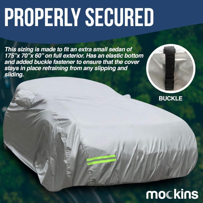 Extra Small 175"x70"x60" Universal Car Cover for Sedan | Sturdy  Polyester Car Covers for Automobiles | Sedan Car Cover for Indoor Use | All Weather Protection Cover for Cars Outside - Image 2