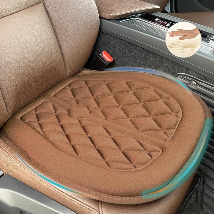 Big Ant Car Seat Cushion, Comfort Memory Foam Driver Seat Cushion Improve Driving View, Sciatica and Lower Back Pain Relief, Thick Seat Cushions for Car Home Office Chair, Wheelchair - Brown
