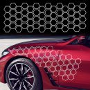 38''x12'' Honeycomb Car Side Body Stickers Hexagonal Graphics Decals Auto Vinyl Waterproof Car Door Side Stripes Racing Sports Skirt Decal Universal for Car Vehicles  Decorations (White)