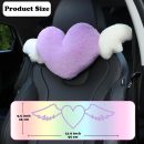 2 Pack Heart d Cute Car Headrest Pillow with Angel Wings - Comfortable Soft Head Rest Cushion Kawaii Car Accessories Neck Pillow for Driving Travelling Office Home Decor - Lavender Love Heart