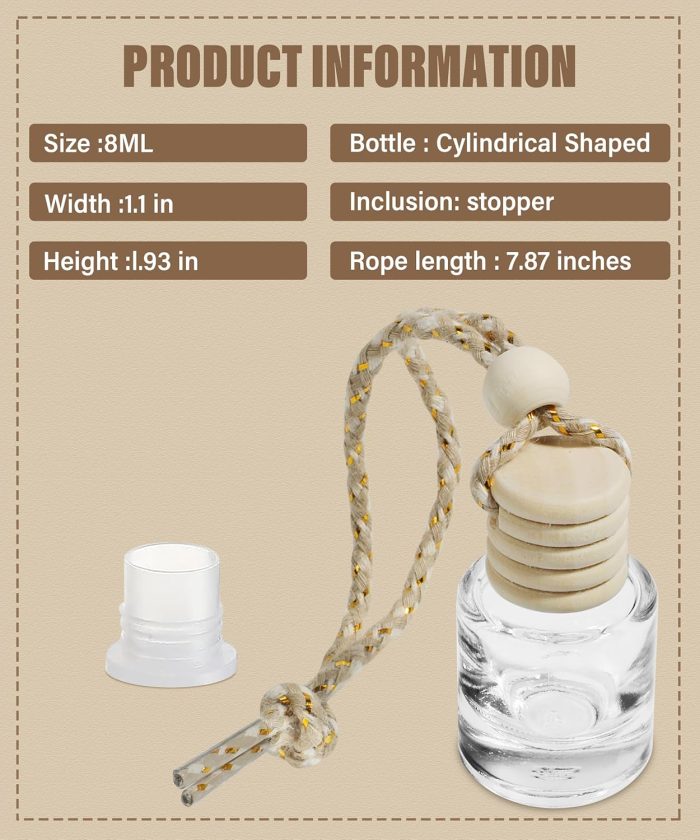 5PCs Hanging Car Air Freshener, Empty Glass Perfume Bottlespendant Bottle, Air Freshener Pendant - Image 2
